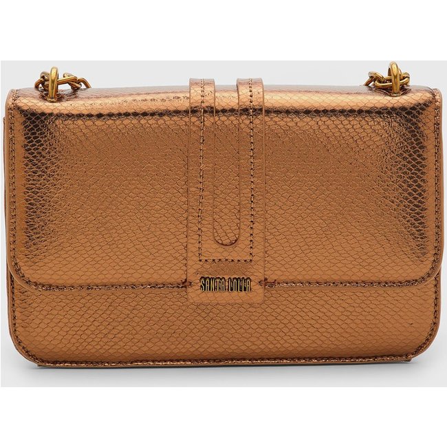 Bolsa Média Santa Lolla Metalizada Textura Cobra Bronze