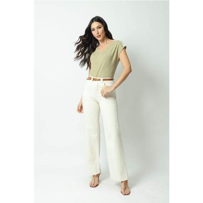Calça Sarja Reta Creme 40 Gazzy