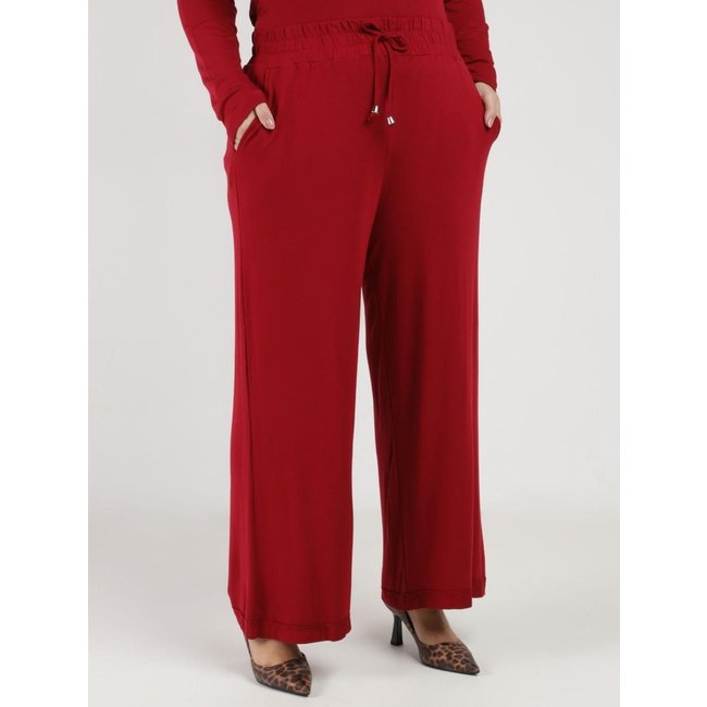 Calça Malha Wide Leg Plus Size Feminino VINHO