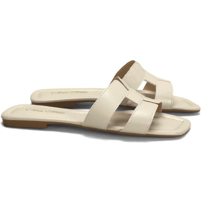Rasteira em h off white Incolor