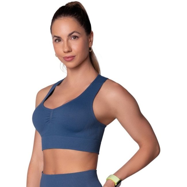 Top Selene Nadador Sem Costura Feminino - Azul - selene