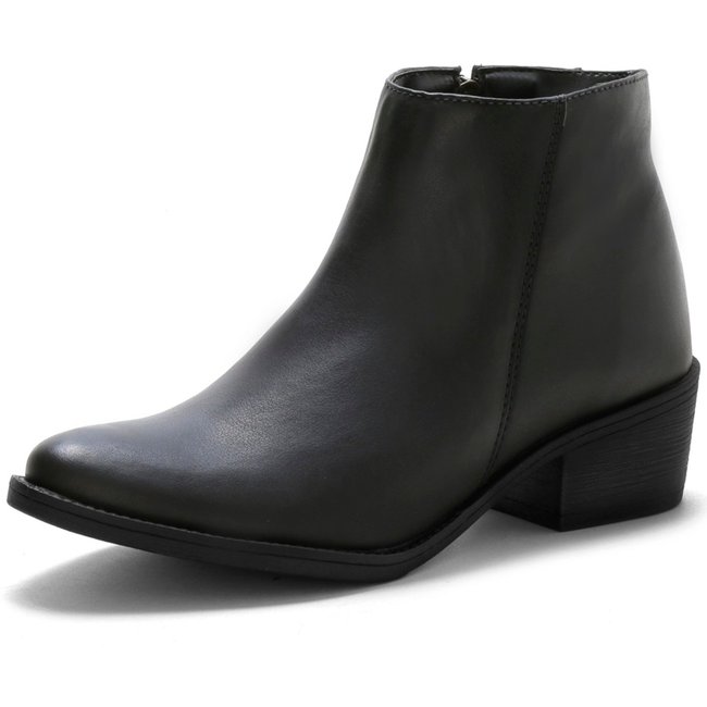 Bota Bredeni Lisa Cano Curto Com Zíper Preto Sola Preta
