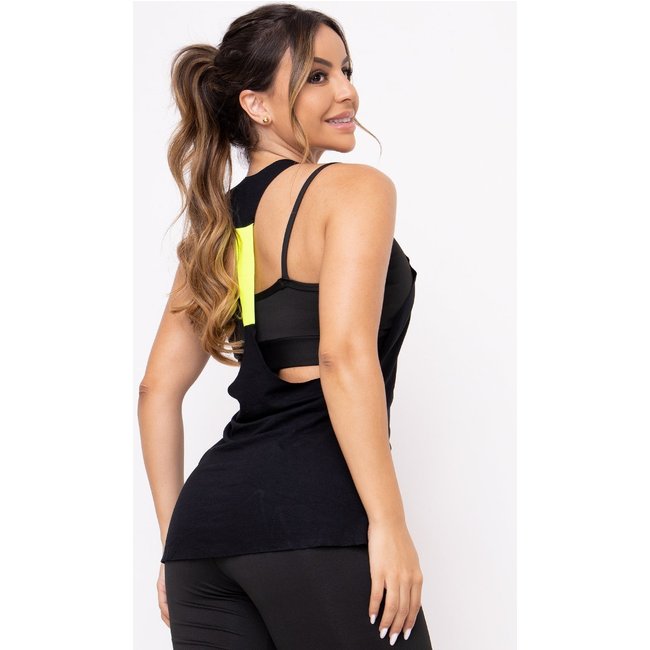 Regata Bravaa Store Fitness Blusa Elástico Academia Cavada Treino 244 Preto