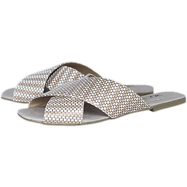 Chinelo Rasteirinha Tiras em Couro Estampa Marrom