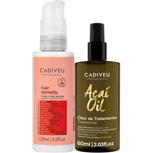 Kit Cadiveu Professional Essentials Hair Remedy Leave-in Sérum e Açaí Oil 60 (2 produtos)