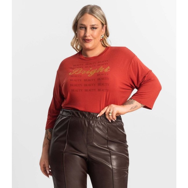 Blusa Feminina Plus Size Manga 3/4 Secret Glam Vermelho