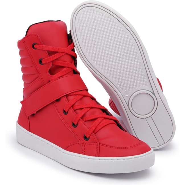 Tênis Cano Alto Fitness Casual Nine4 Confortável Vermelho
