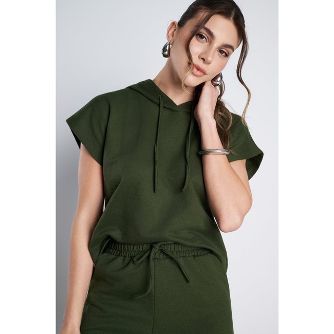 Blusa Cropped MeuJeans Essenza Moletinho Verde Militar