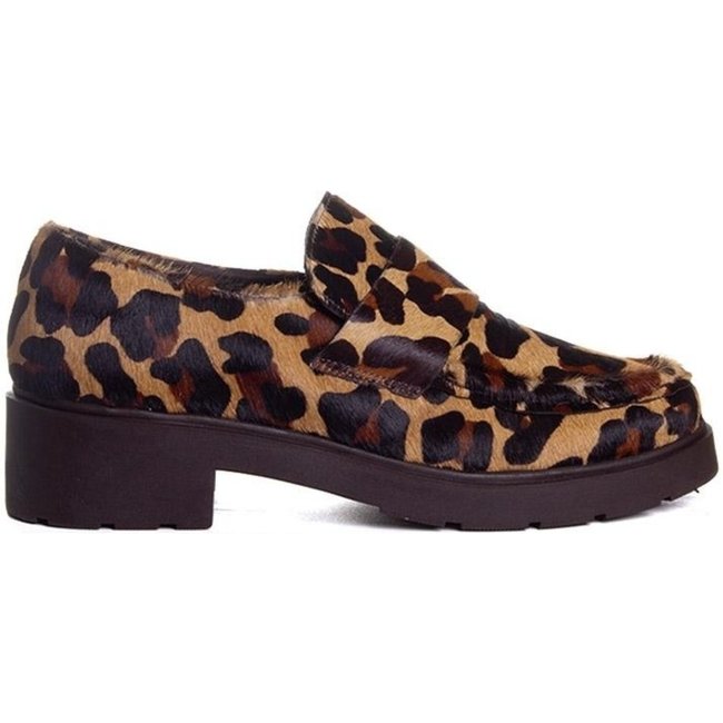 Mocassim Feminino Pixolé Salto Médio Couro Onça Incolor
