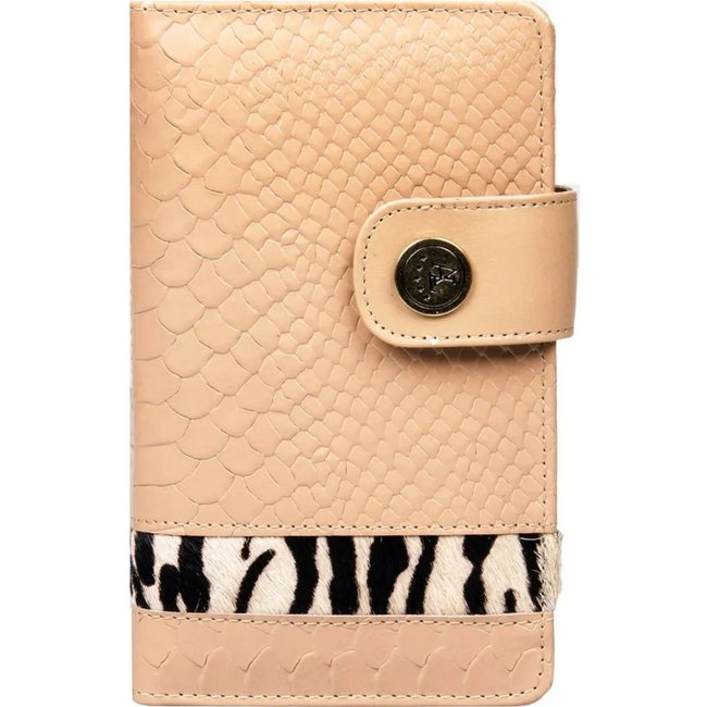 Carteira Feminina em Couro Animal Print Artlux Amêndoa 563