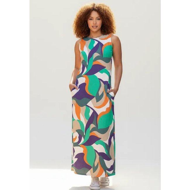 Vestido CabanaFree Longo Plano com Bolso Estampa Brisa do Mar