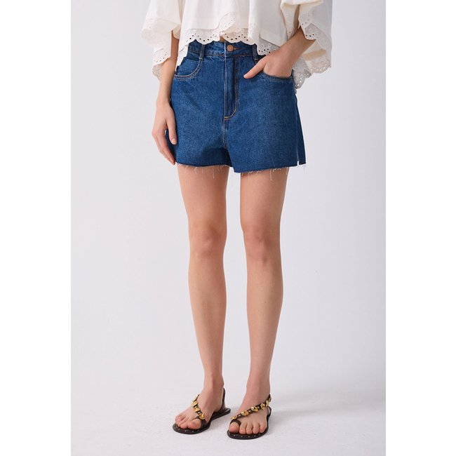 Shorts Feminino Dress To Jeans Barra Desfiada Azul