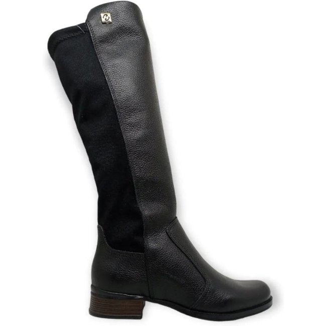 Bota Feminina Montaria Em Couro Pegada Preta