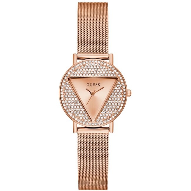 Relógio Guess Feminino Cristais Malha de Aço Rosé Guess
