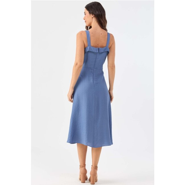 Vestido Midi PKS Viscose Com Cinto Azul