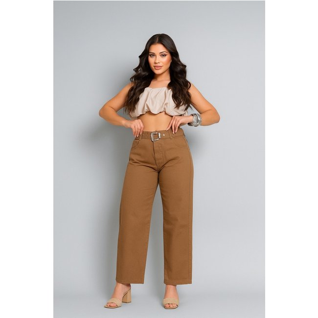 Calça Jeans D Bell Outlet Fashion Wide Lag Marrom