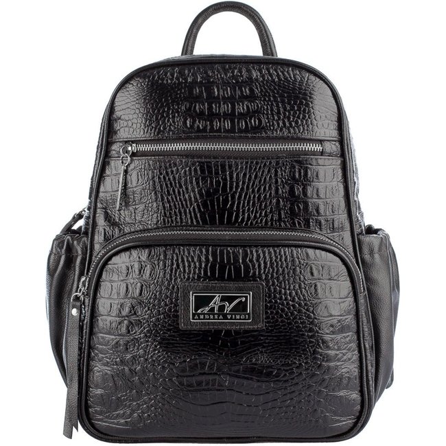 Mochila pequena de couro liso metais grafite Zoey - Preto