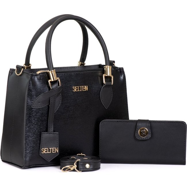 Kit Bolsa com Carteira Selten Preta