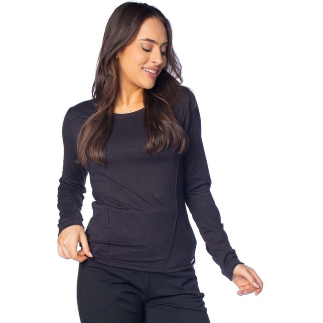 Blusa Feminina Giraffe Frisos Frontais Preto