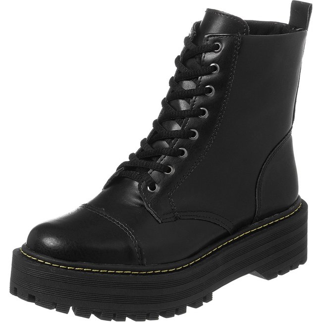 Bota Coturno Lumiss Plataforma Sintético Preto Tratorado CORE