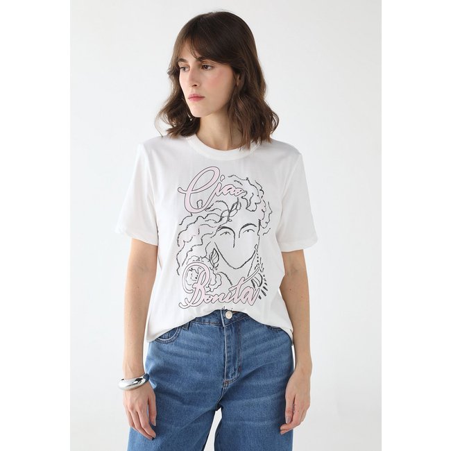 Camiseta Feminina Colcci Estampada Ciao Bonita Branca