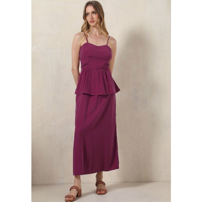 Vestido Cruise Midi Babado Vinho
