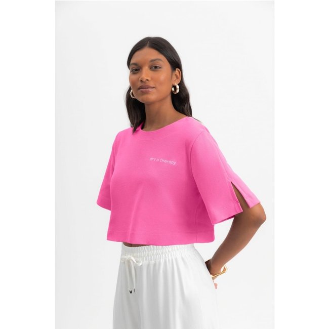 Blusa Cropped Feminina Bordada Essendi Rosa Claro Rosa