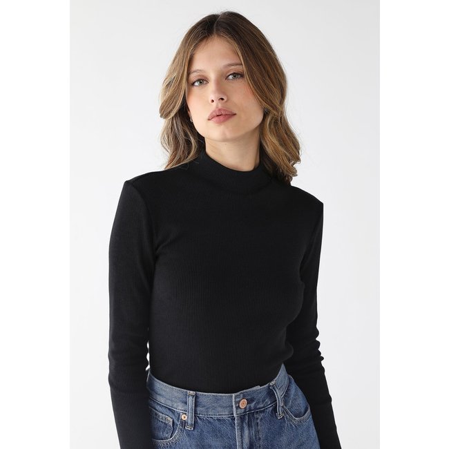 Blusa Feminina Levosch Manga Longa Ribana Algodão Premium Preto