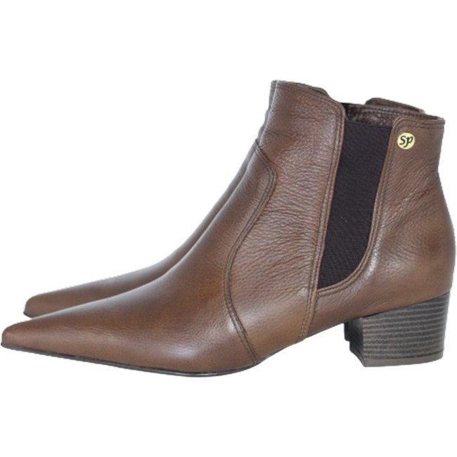 Bota Feminina Chelsea Cano Curto Couro Salto 4 CM Spinelli