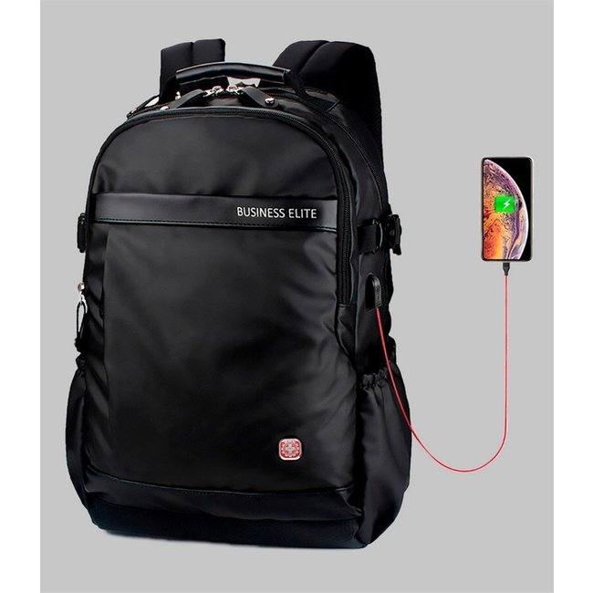Mochila Masculina Cabo De Aço Executiva Viagem Grande Usb E Fecho De Segurança Embutido Crossgear Preta 01 PRETO