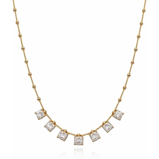 Gargantilha Mini Esferas e Zirconia Banhada a Ouro 18k