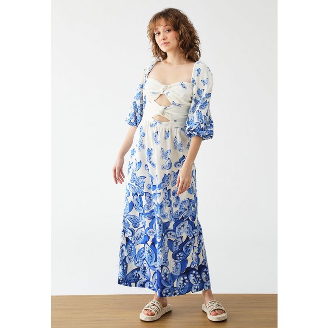 Vestido FARM Longo Voo de Porcelana Off-White