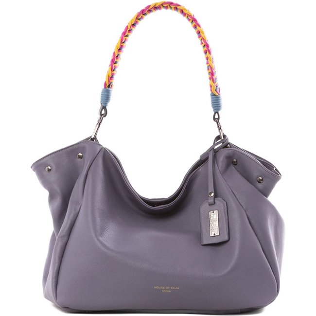 Bolsa Feminina Em Couro Tiracolo Lavanda "Francisca Barros"""