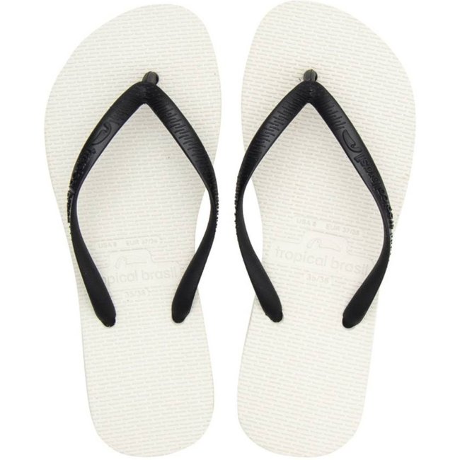 Chinelo Tropical Brasil Essencial Flip Flop Branco Com Preto