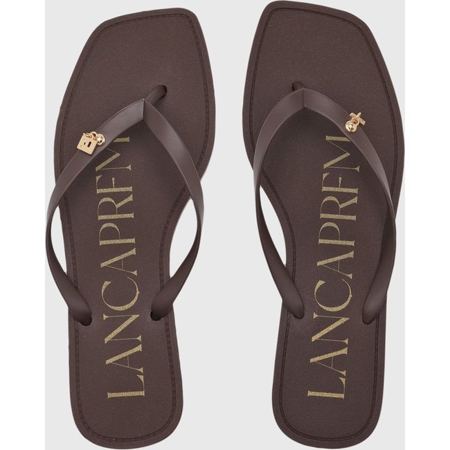 Chinelo Feminino Lança Perfume Detalhe Metálico Marrom