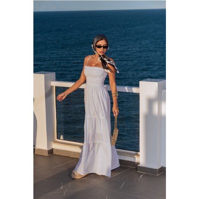 Vestido Longo Feminino Três Marias com Alça Removível Branco Lemier Collection