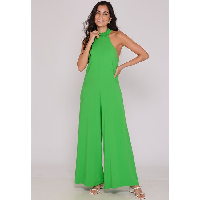 Macacão Pantalona Gola Alta Sem Mangas B'Bonnie Louise Verde