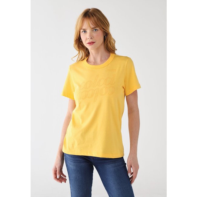 Camiseta Feminina Colcci Estampa Alto-Relevo Amarela
