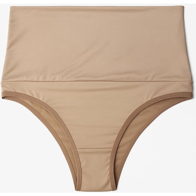 Cinta Vekyo Alta Suplex Compressão Cós Duplo Feminina Pós-Parto Não Enrola 15 cm Bege