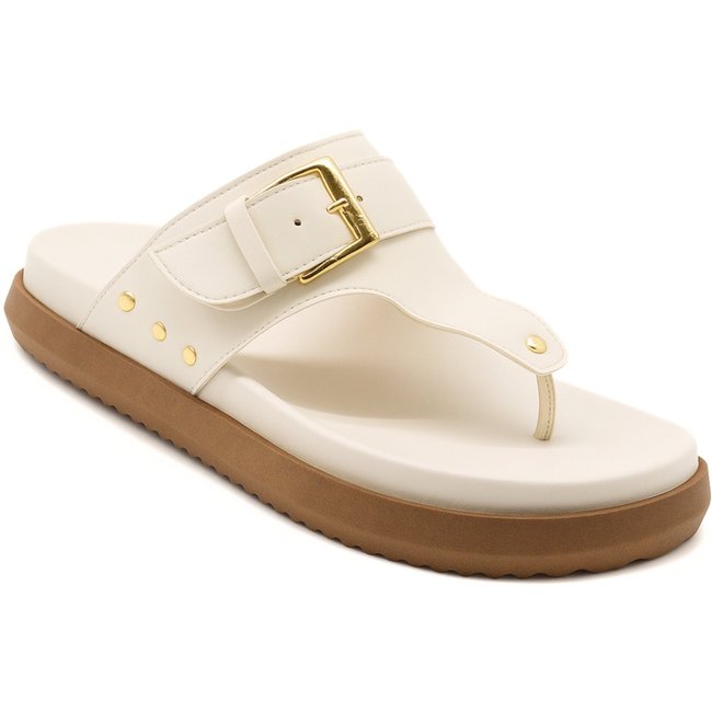 Sandália Papete Feminina Flat Fachetada Off White Lançamento 002