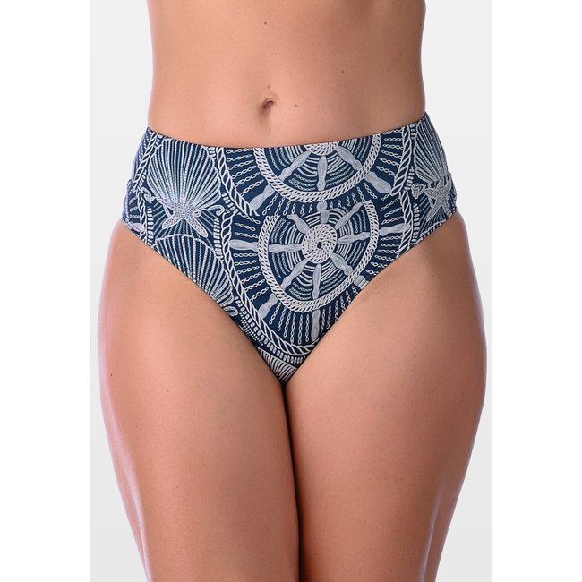 Calcinha Summer Soul Cintura Baixa Cós Duplo Estampado Marinho
