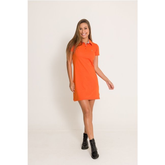 Vestido Polo de Malha Piquet Olimpo Camisaria Gola Molde Laranja