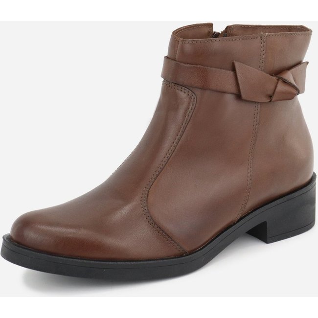 Bota Maria Paua Store Feminina Couro Cano Curto Detalhe Nó Casual Dia A Dia Marrom
