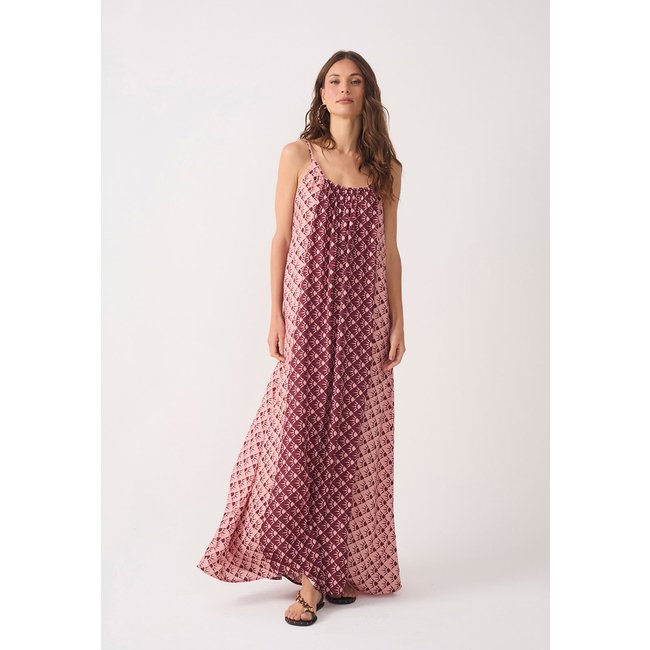 Vestido Feminino Dress To Estampa Geométrica Longo Vinho