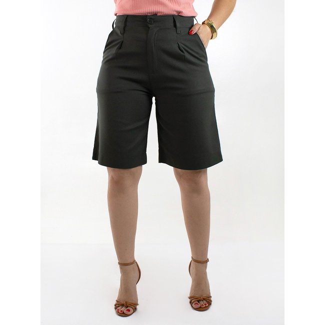 Bermuda Jorts Feminina Linho Cintura Alta Elastano Anticorpus