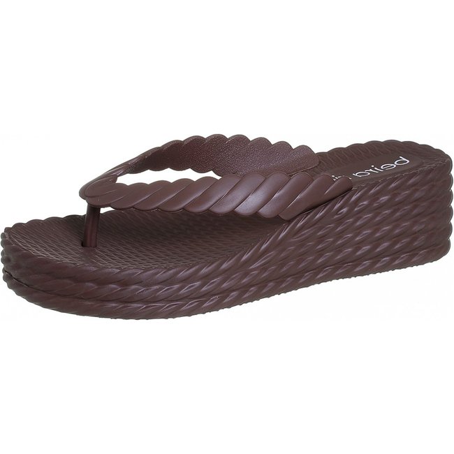 Sandália Beira Rio Chinelo Feminino Trançado Chocolate