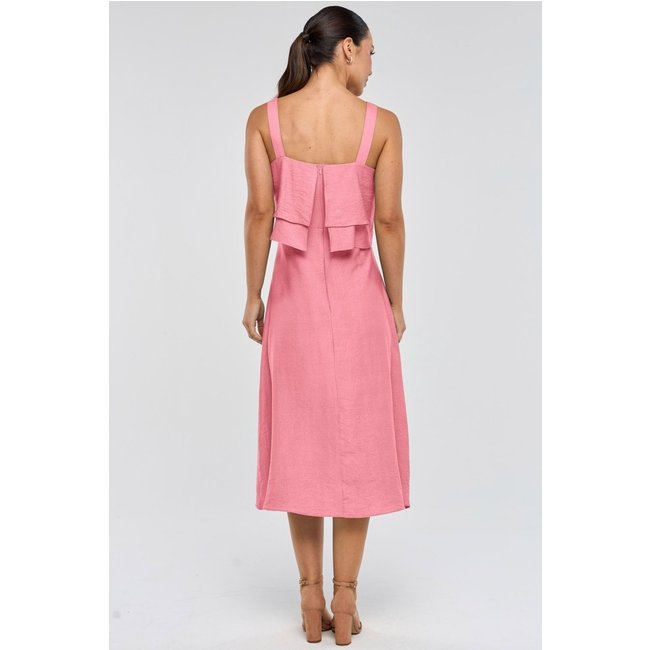 Vestido Midi PKS Alças Viscose Rosê