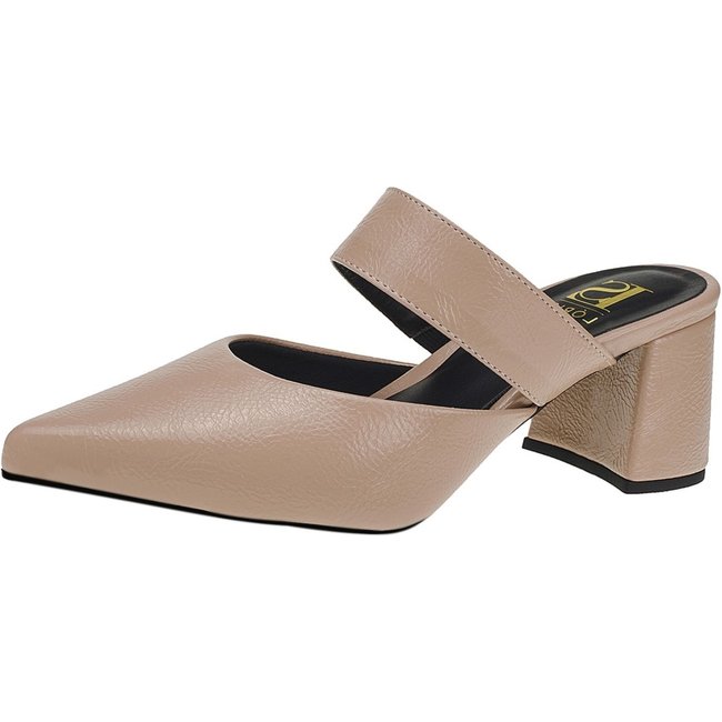Scarpin Feminino Lóris Shoes Mule Social Salto Bloco Tamanco Bico Fino 0001 Nude