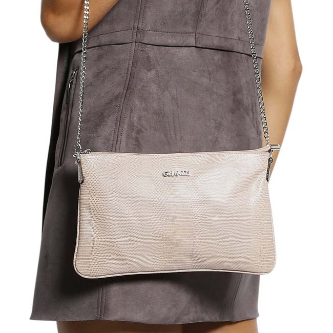 Bolsa Clutch Transversal em Couro Griffazzi Nude