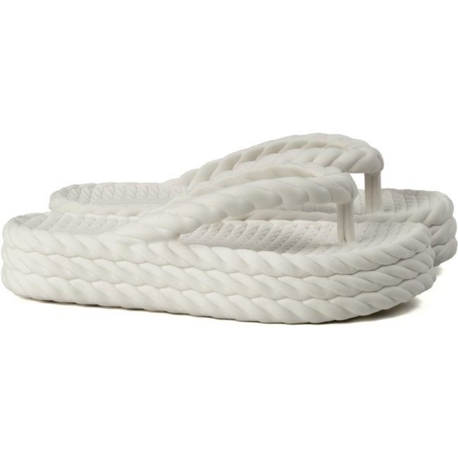 Chinelo Nuvem Plataforma Trançada De Dedo Branca Moda Casual Premium Confortável Praia